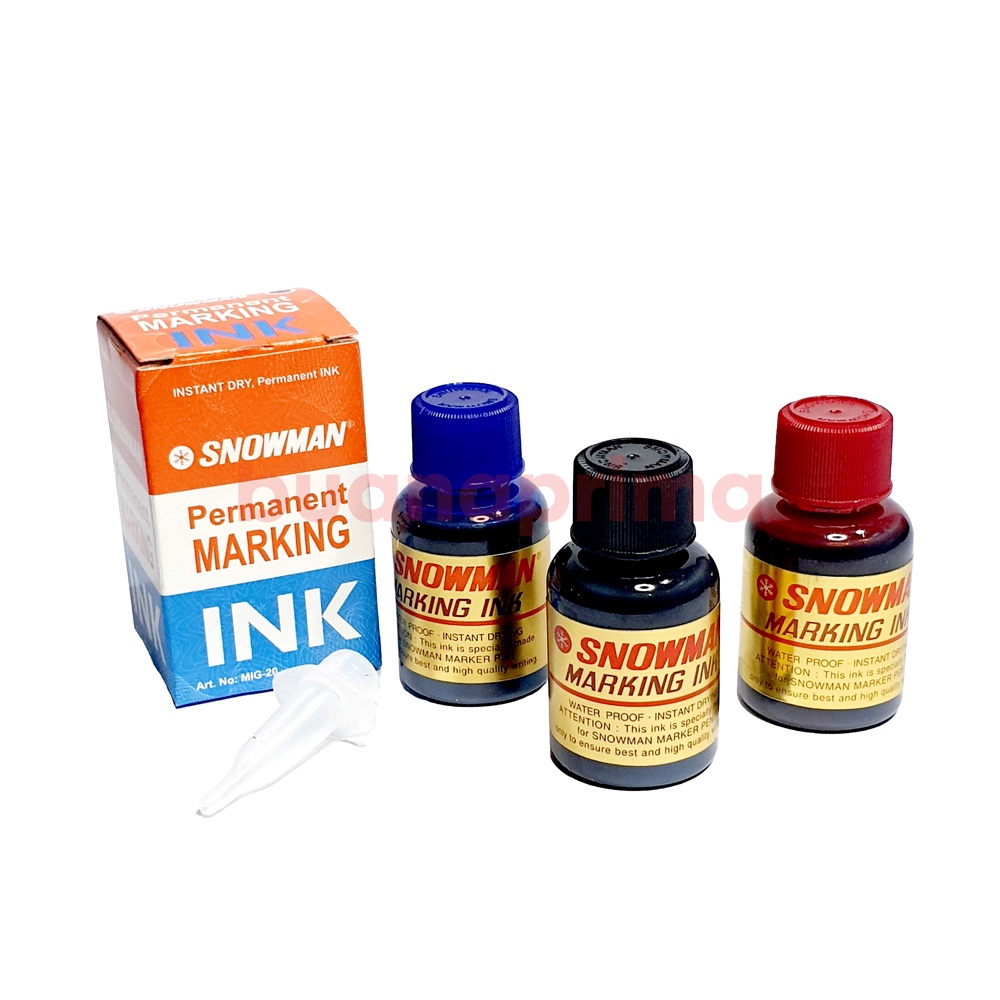 Jual Tinta Spidol Permanen Snowman Hitam Biru Merah Isi Ulang Refill