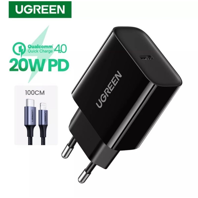 Jual Ugreen PD 20W Charger With MFi Nylon C To Lightning Cable For