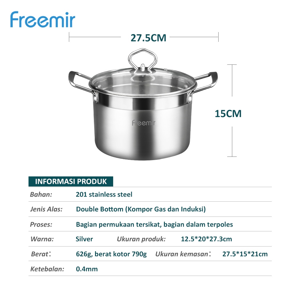 Jual Freemir 16 20 Cm Panci Tutup Kaca Panci Susu Panci Rebus