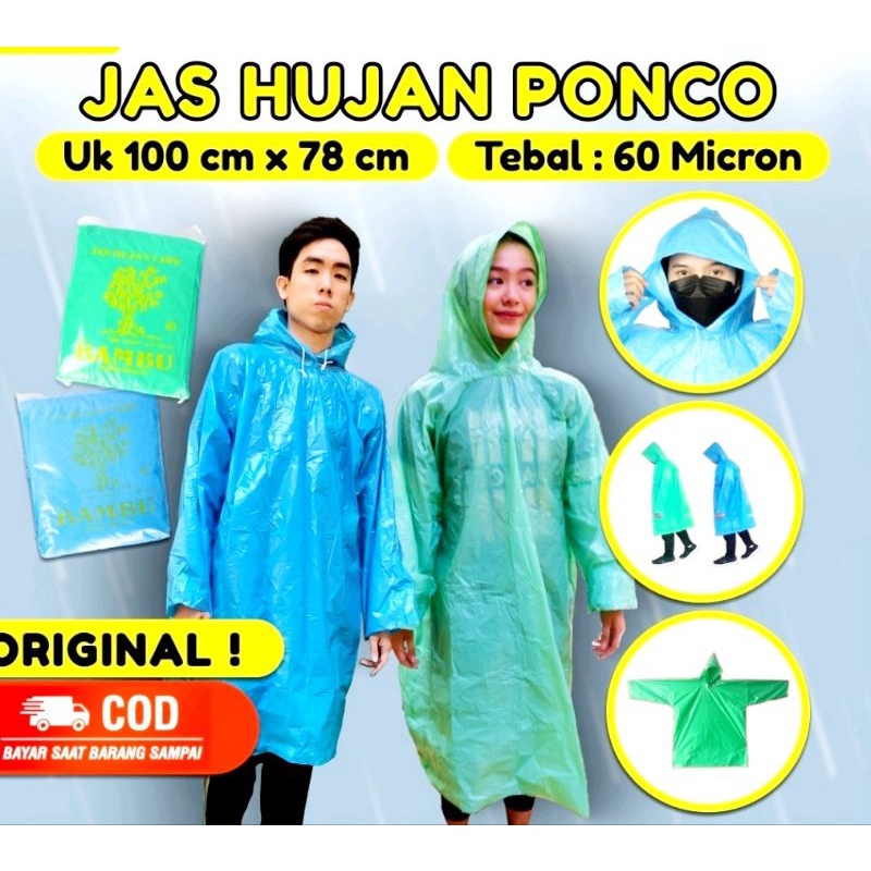 Jual Jas Hujan Plastik Ponco Lengan Kepala Raincoat Ponco Lengan