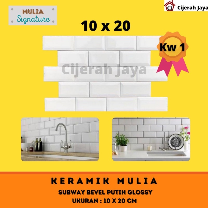 Jual Keramik Subway Bata Bevel Mulia Signature Metro White X Glossy