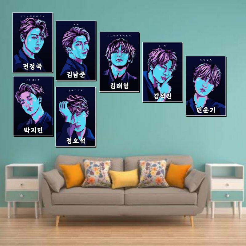 Jual HIASAN DINDING KAYU BTS KOREA POSTER BTS JHOPE JIMI SUGA JIN