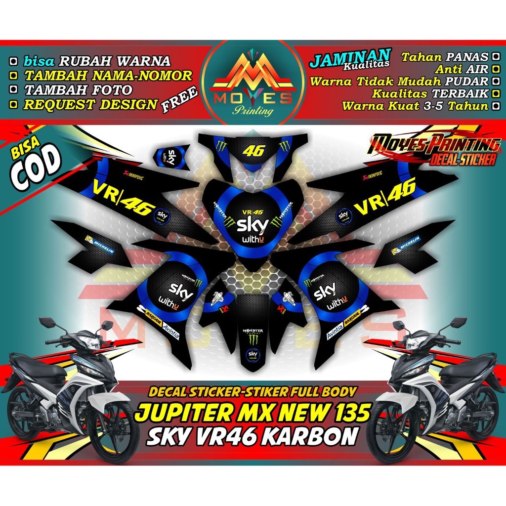 Jual Stiker Jupiter Mx New Motif Sky Decal Stiker Motor Jupiter Mx