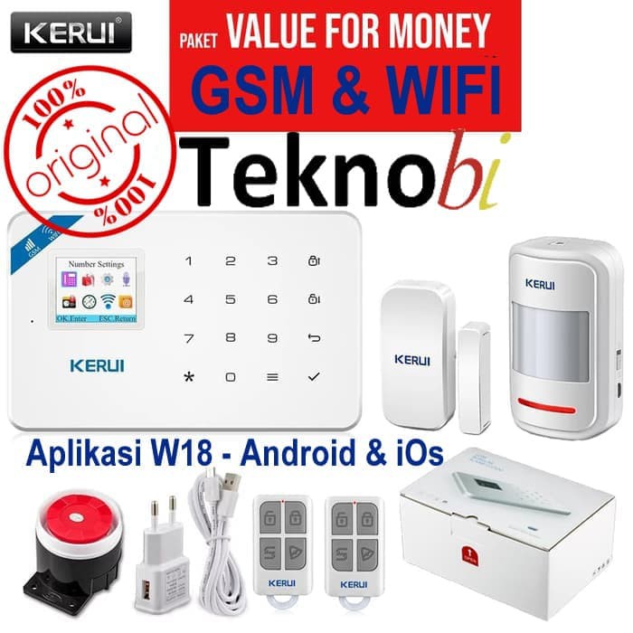 Jual KERUI W18 GSM WIFI Home Alarm Security Sistem APP IOS Android