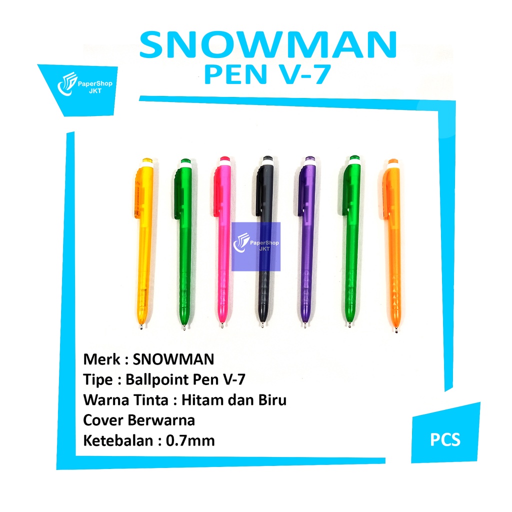 Jual Snowman Pulpen Ballpoint Pen V Semi Gel Ink Retractable Pcs