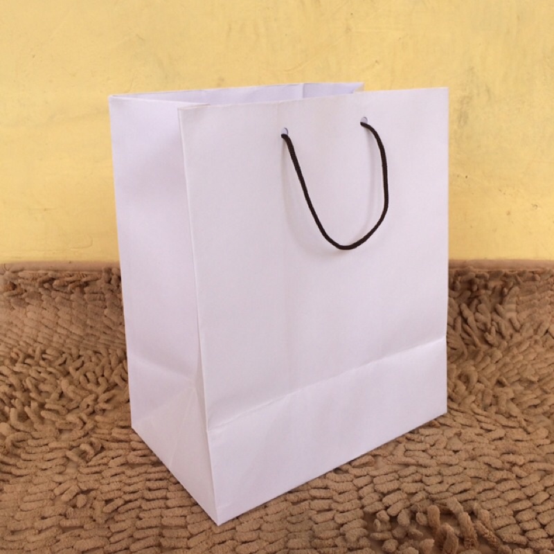 Jual PAPERBAG PUTIH POLOS UKURAN 20x12x24 Paperbag Murah Shopee