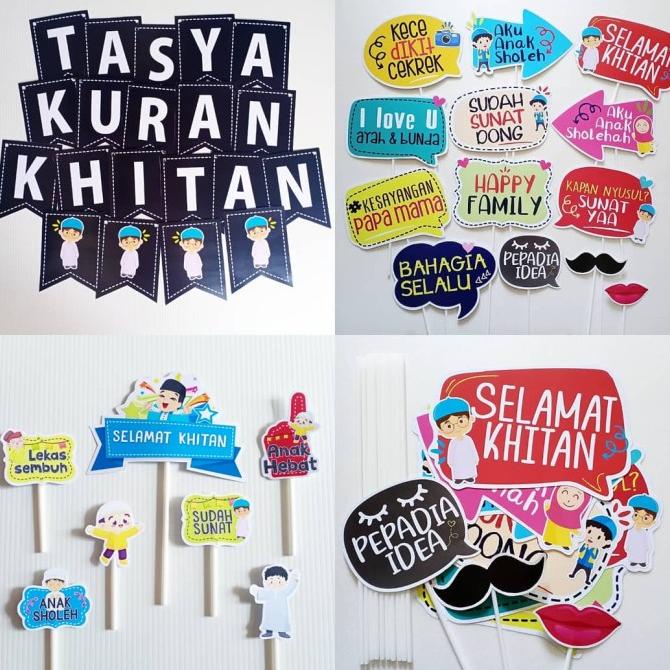 Jual PAKET DEKORASI TASYAKURAN KHITAN PROPS BANNER TOPPER TUMPENG KUE