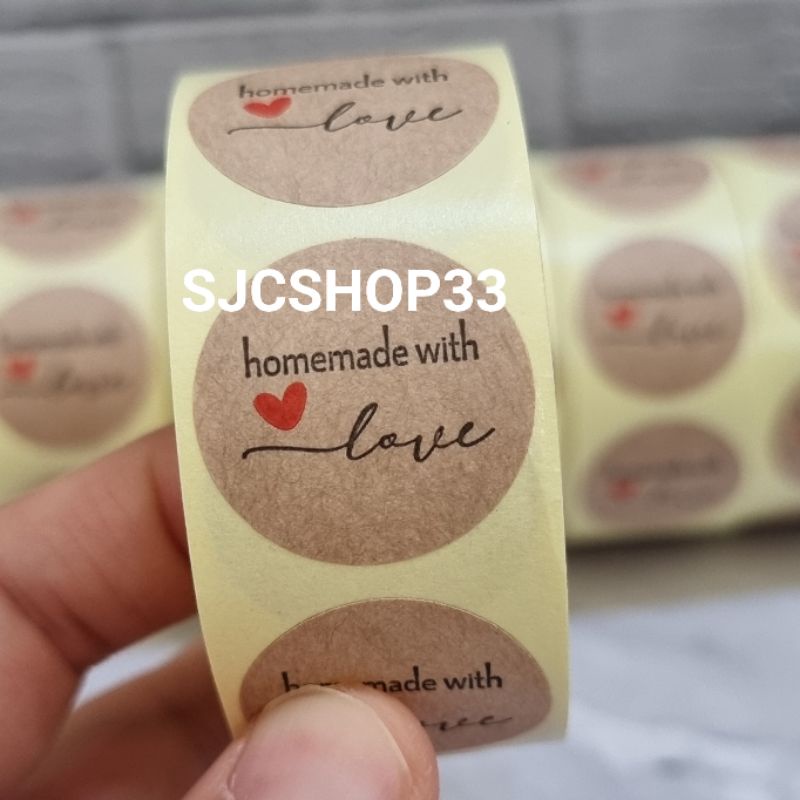 Jual 1 Roll Isi 500 Pcs Sticker Label Kraft Homemade With Love Label