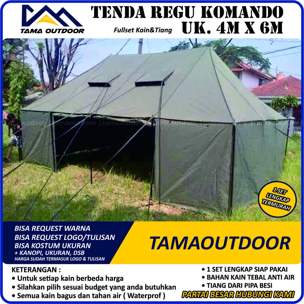 Jual Tenda Barak Komando Regu Ukuran 4M X 6M Pramuka Kemping Pramuka