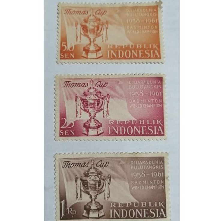 Jual Perangko Lama Indonesia Thomas Cup Tahun 1961 Set 3 Pcs Shopee