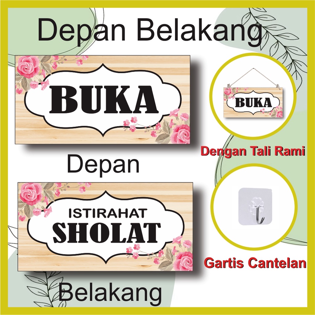 Jual Sign Poster Papan Kayu Buka Istirahat Wall Decor Buka Istirahat