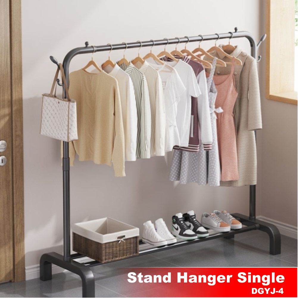 Jual Stand Hanger Double Sisi Rak Serbaguna Dengan 4 Roda Jemuran