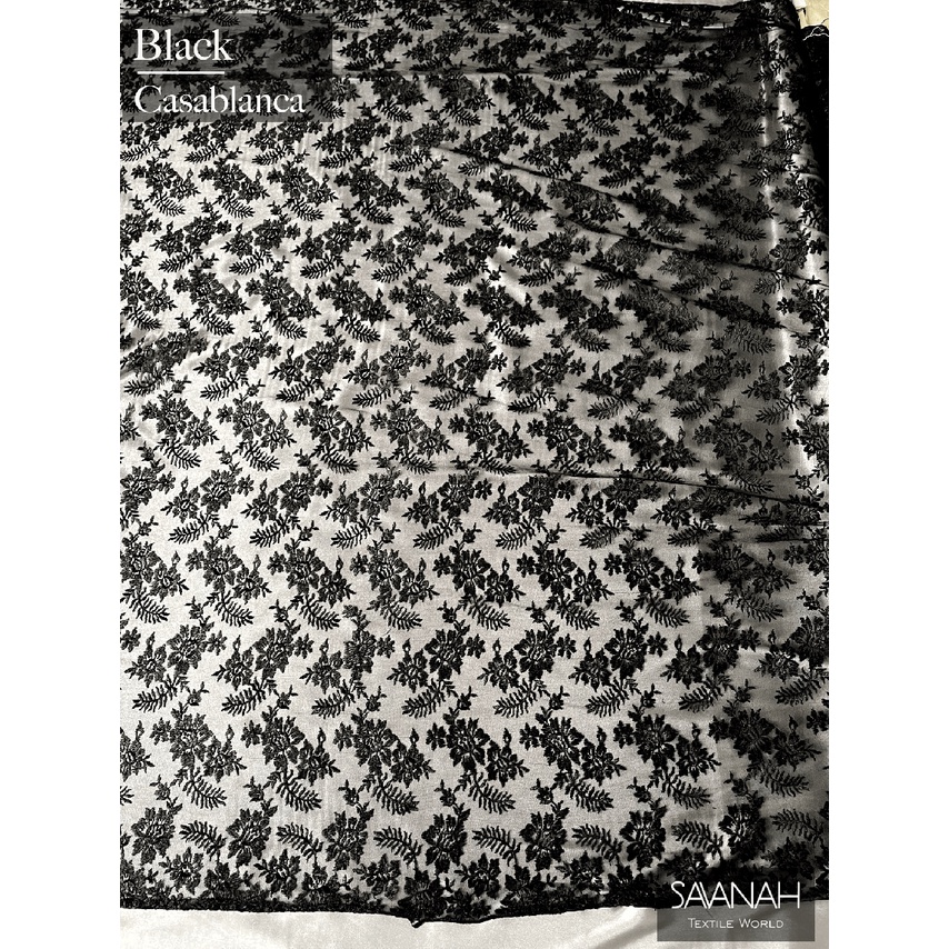 Jual 1 2 Meter Kain Brokat Tile Prancis Bahan Kebaya Motif Akar Black