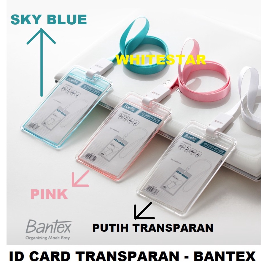 Jual ID Card Holder Bantex Lanyard Potrait Transparan Transparent Tali