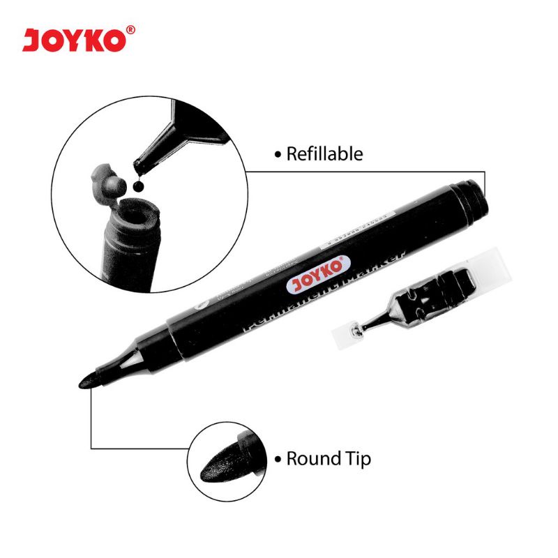 Jual Joyko Permanent Marker Spidol Permanen Round Tip Free Refill