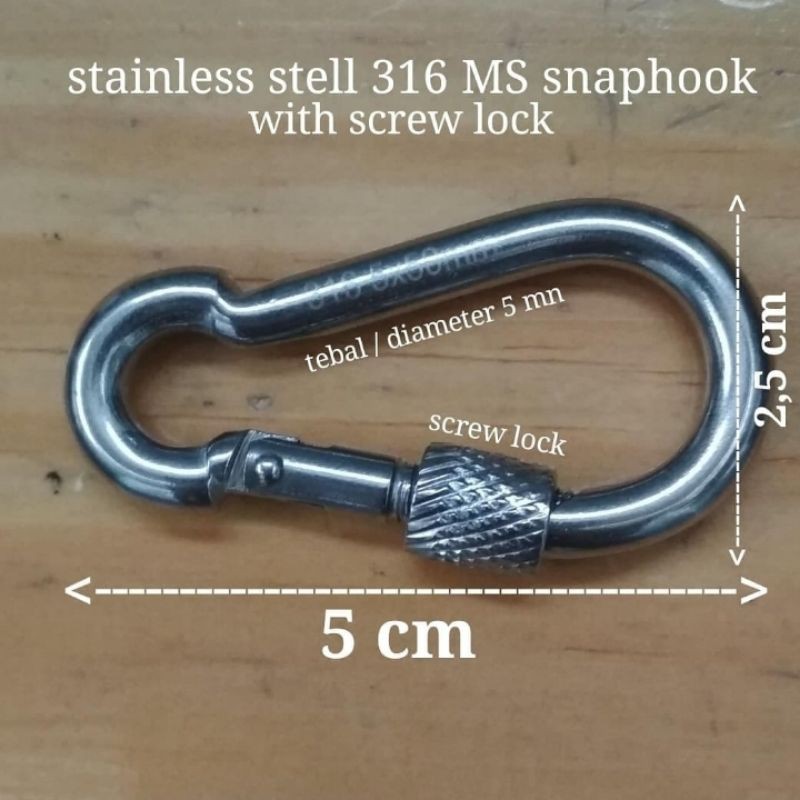 Jual Karabiner Snaphook M Stainless Steel Per Pcs Shopee Indonesia