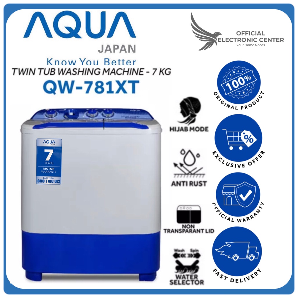 Jual Mesin Cuci Twin Tub Kg Aqua Qw Xt Qw Xt Low Watt Hijab