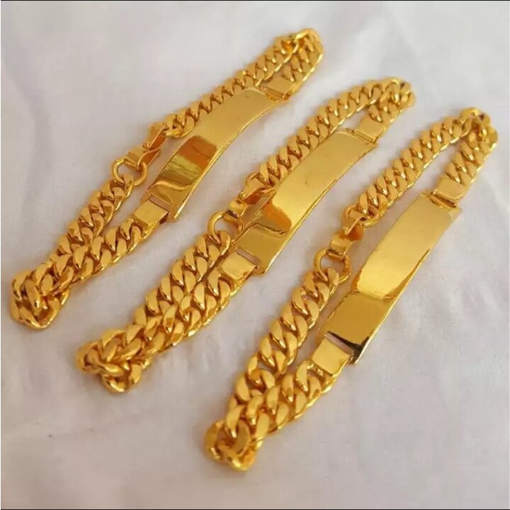 Jual Gelang Rantai Titanium Plat Polos Lapis Emas 24k Terlaris Awet Dan