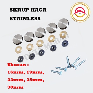 Jual DOP SKRUP KACA TUTUP SEKRUP KACA STAINLESS 16 19 22 25 30 MM DOP