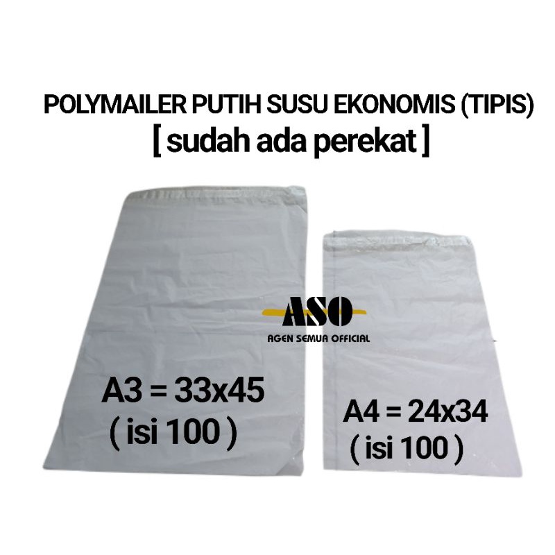 Jual Plastik Polymailer Tipis Isi 100 Pcs Packing Online Shop Putih