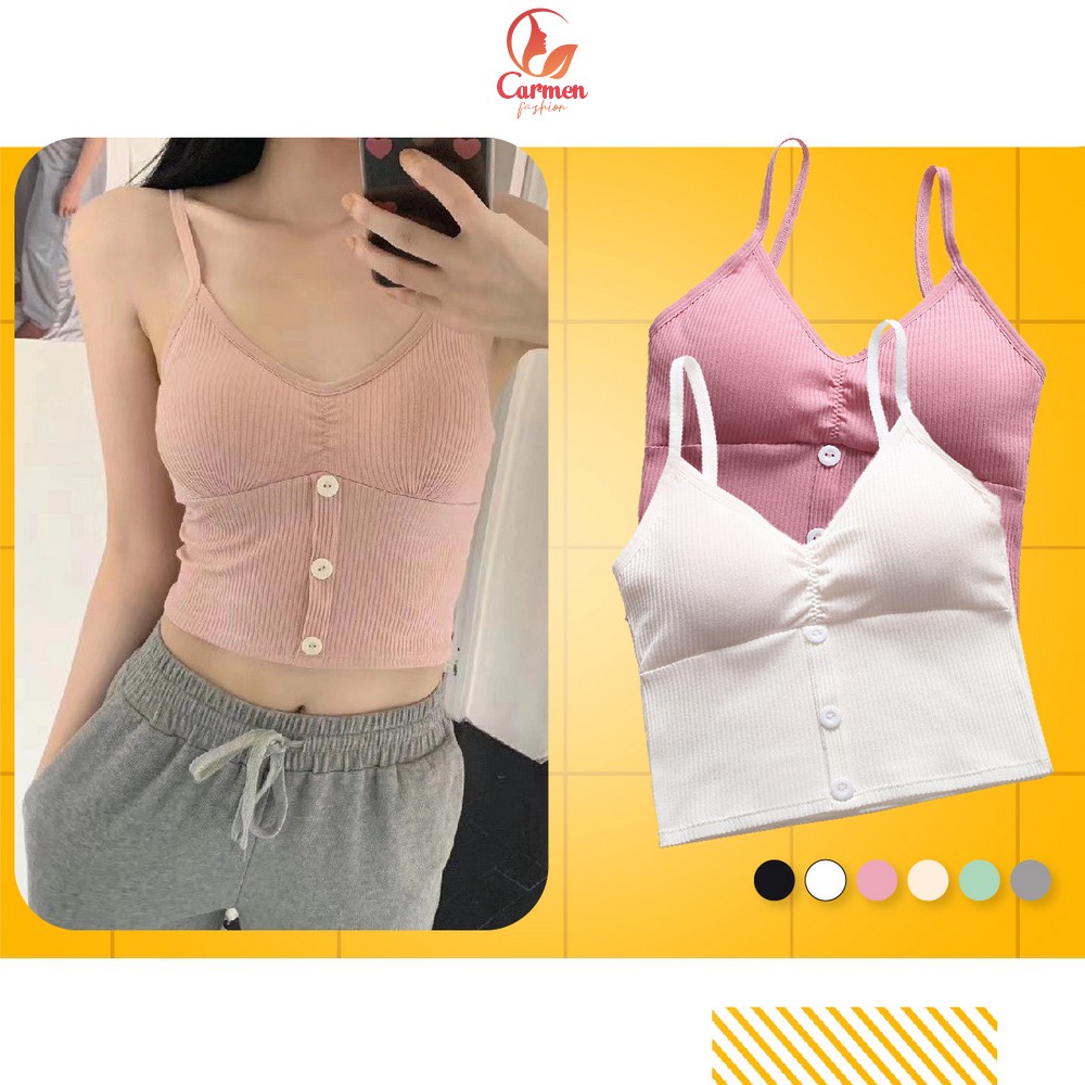 Jual Tank Top Crop Bra Wanita Tanpa Kawat Model Kancing Depan Gaya