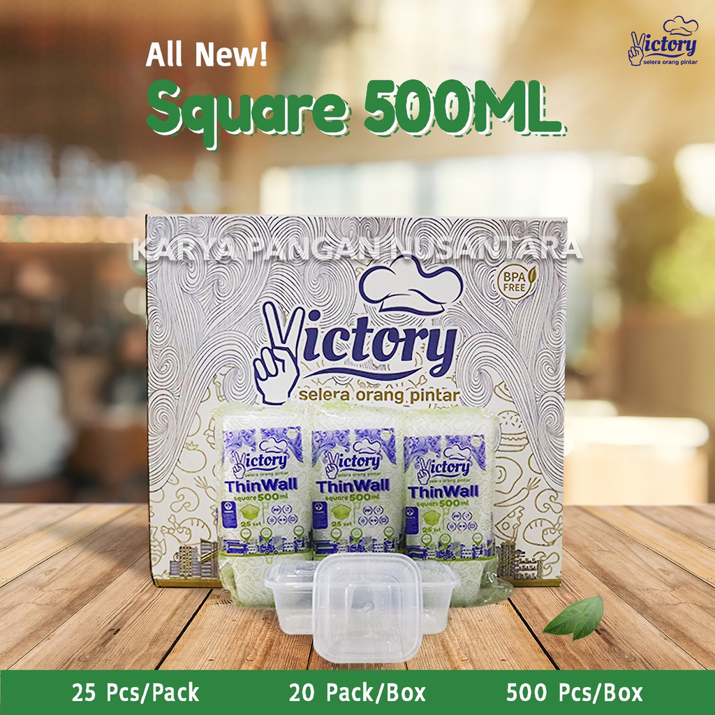 Jual THINWALL VICTORY SQUARE 500 ML KOTAK MAKAN BOX PLASTIK THIN WALL