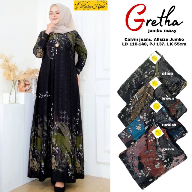 Jual Gamis Batik Modern Terbaru Gretha Jumbo Xxl Xxxl By Redea