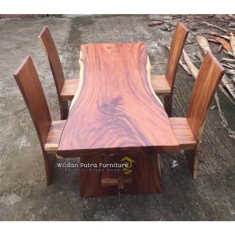 Jual Meja Makan Kayu Solid Trembesi Wood Dijamin Kuat Good