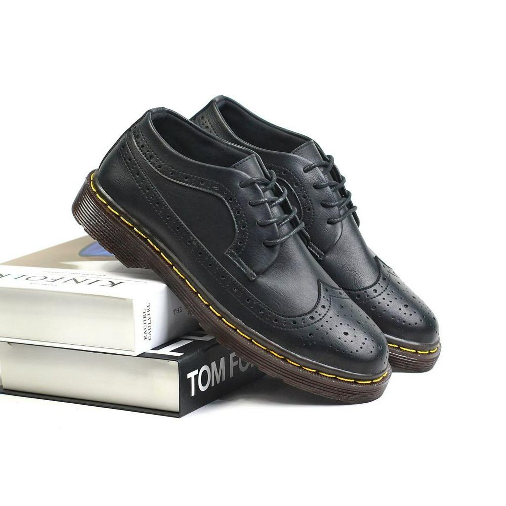 Jual WALKER BLACK Sepatu Docmart Pria Low Boot Kulit Asli Warna Hitam