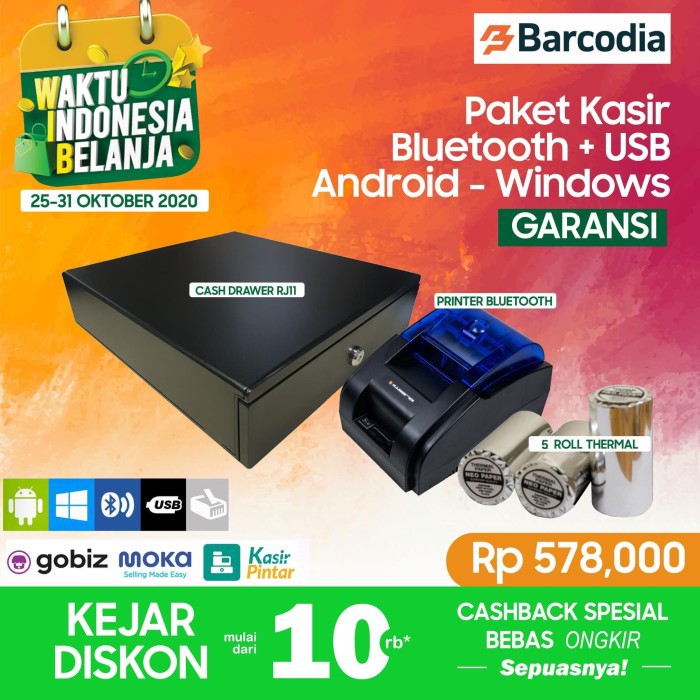 Jual Paket Kasir Ppob Android Cash Drawer Printer Bluetooth Kertas