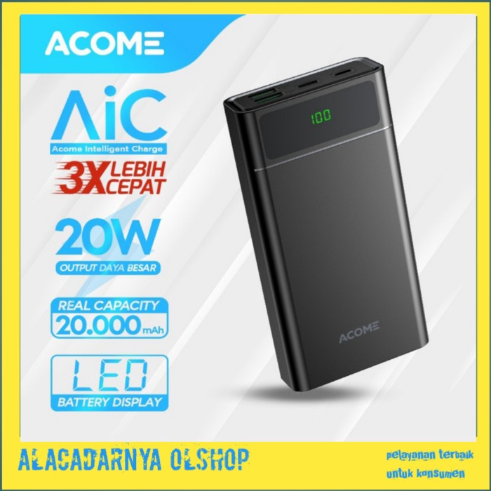 Jual Powerbank 20000mah ACOME Fast Charging QC 3 0 PD VOOC SCP Dash