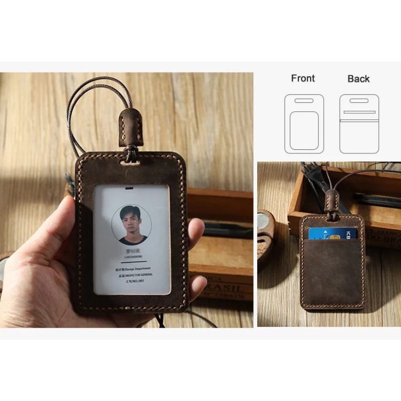 Jual Gantungan Id Card Kulit Asli Id Card Holder Kulit Shopee