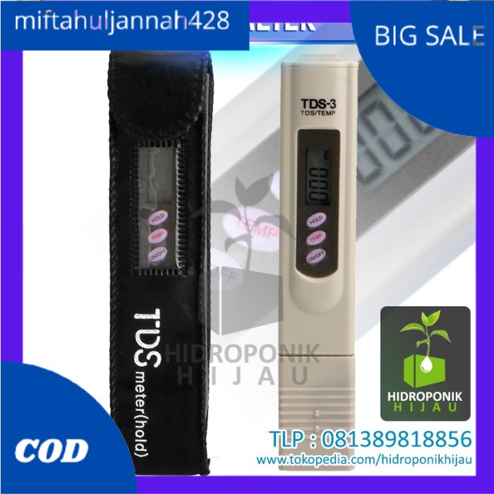 Jual Alat Ukur Hidroponik TDS Meter 3 Untuk Hitung PPM Nutrisi