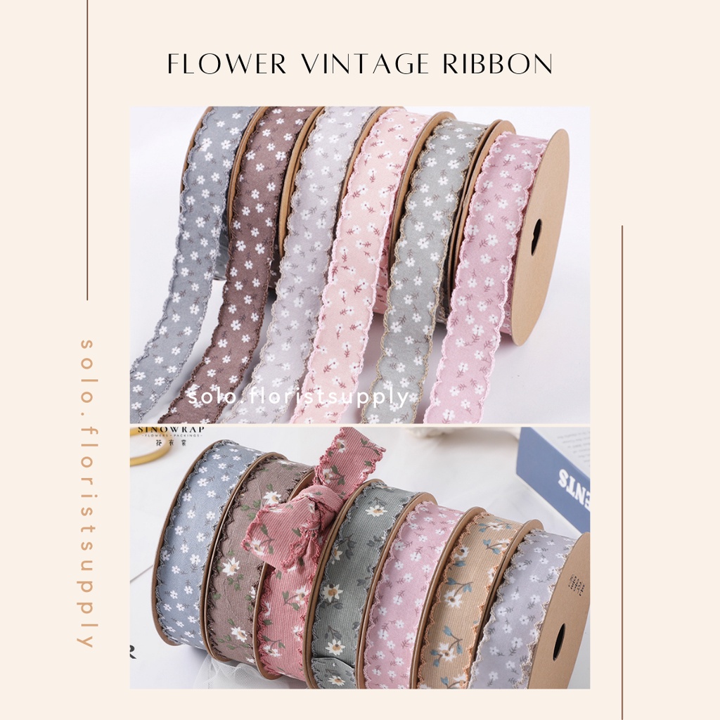 Jual Pita Flower Vintage Grossgrain Motif Bordir Lebar Cm