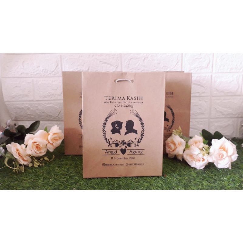 Jual Paperbag Paper Bag Coklat Polos Sablon Ukuran 20 X 10 X 25 Cm