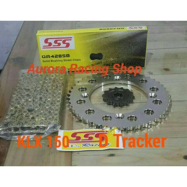 Jual Gear Set SSS KLX 150 D Tracker Rantai SSS 428 SB Warna Gold