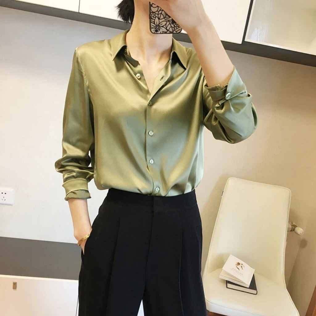 Jual TM 2520 Kemeja ADELLA Silk Satin Import Shopee Indonesia