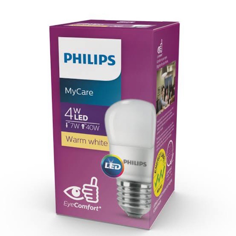 Jual Lampu Bohlam LED Philips 4 Watt Kuning Warm White 4W 4 W 4Watt