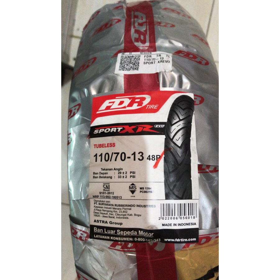 Jual Ban Luar FDR Depan Nmax 110 70 Ring 13 Sport XR EVO Tubeless