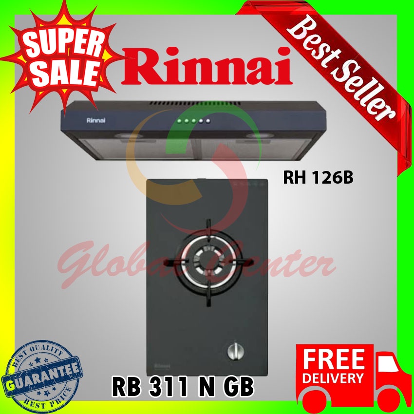 Jual PAKET KOMPOR TANAM RINNAI 1 TUNGKU DAN COOKER HOOD RH 126 B 60 CM