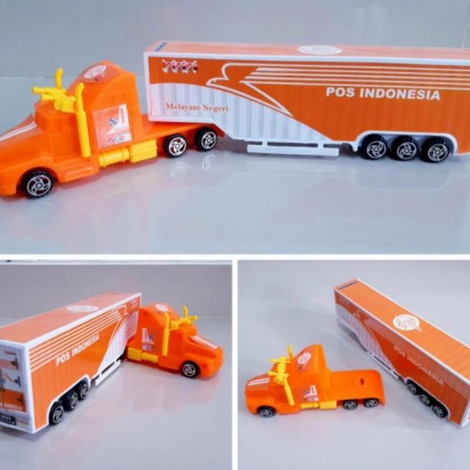 Jual Mainan Truk Kontainer Ekspedisi Miniatur Mobil Box Pos Indonesia