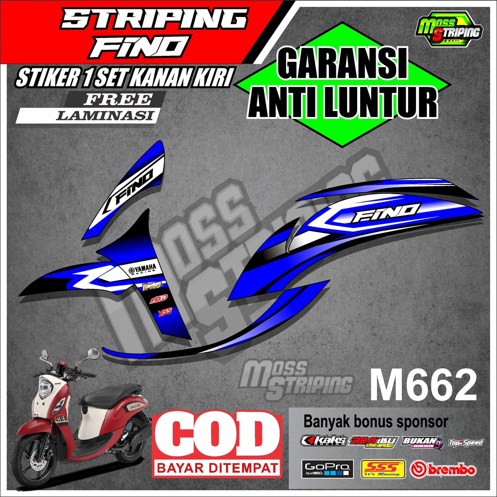 Jual STIKER MOTOR STRIPING FINO 125 GRANDE PREMIUM KODE M662 STICKER