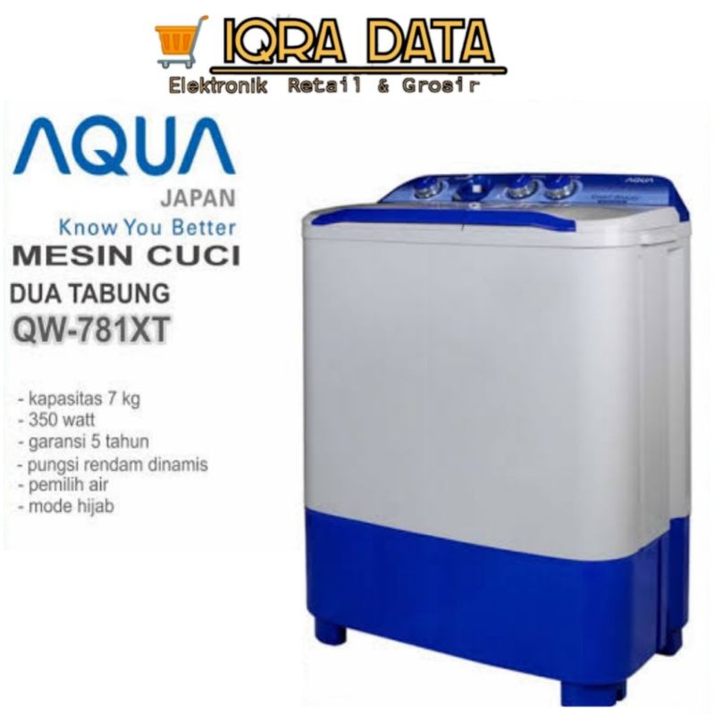 Jual Mesin Cuci Aqua 7KG 2 Tabung QW 781XT 750xt 761xt 760xt GARANSI