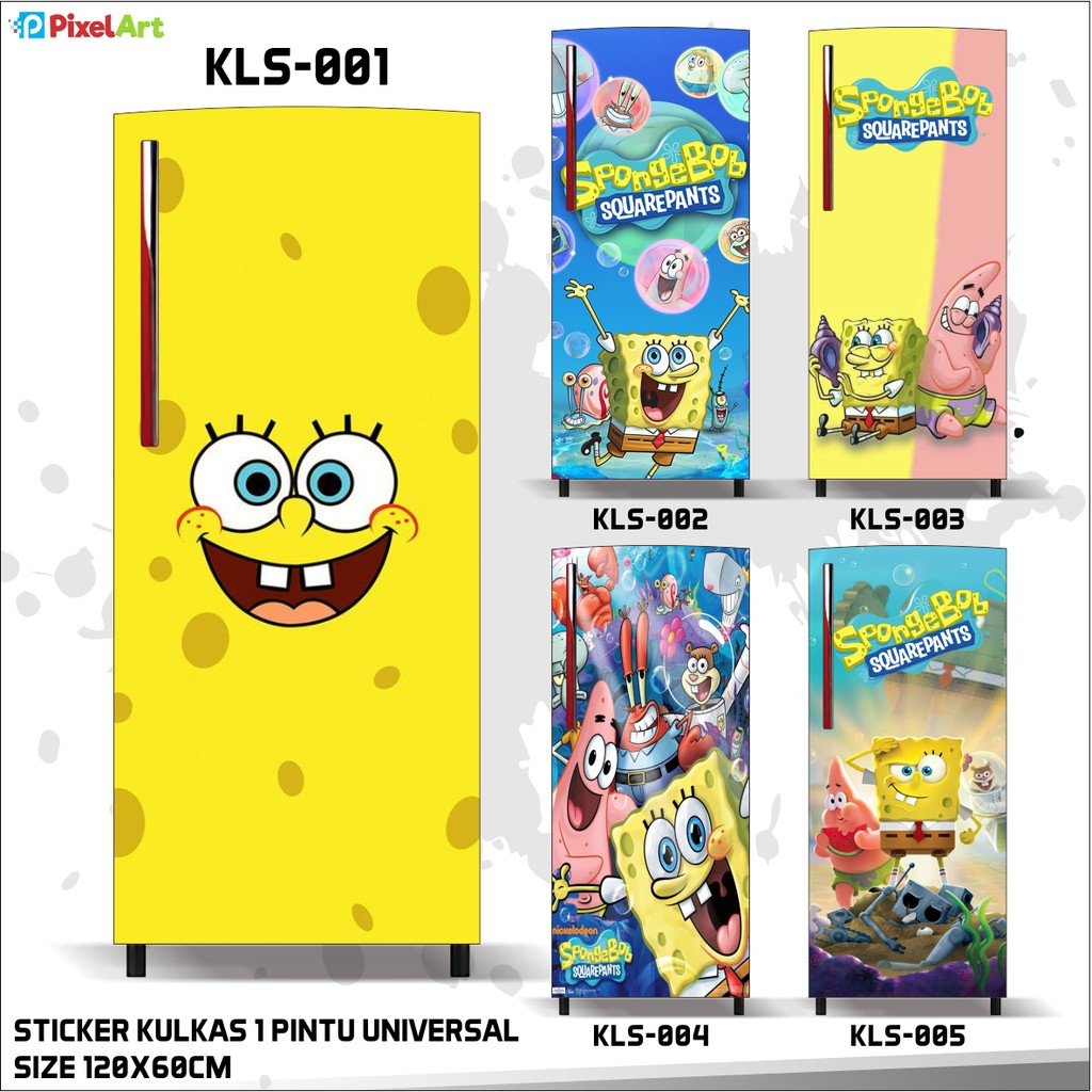 Jual STIKER KULKAS 1 PINTU 2 PINTU STICKER MOTIF SPONGEBOB ANTI GORES