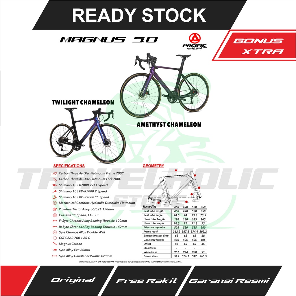 Jual SEPEDA BALAP ROAD BIKE PACIFIC MAGNUS 5 0 CARBON 700 X 25C 2X11