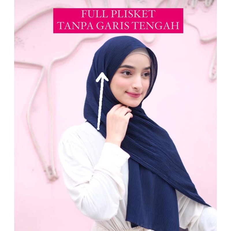 Jual Tanpa Garis Tengah Premium Full Plisket Pashmina Pashmina