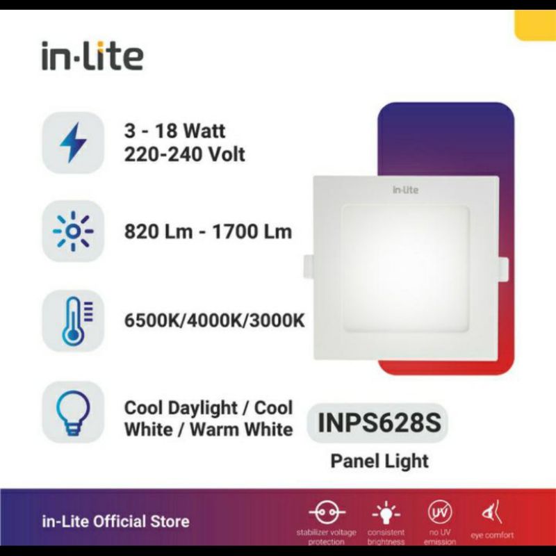 Jual INLITE LAMPU PLAFON DOWNLIGHT PANEL KOTAK INBOW 6W 9W 12W 18W