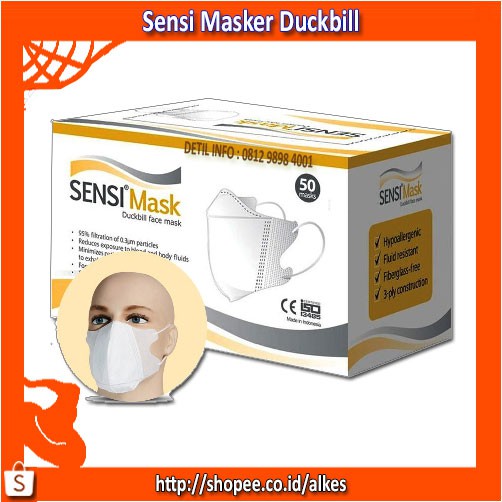 Jual MASKER FACE MASK DUCK BILL SENSI 3 PLY ISI 50 MASKER LINDUNGI