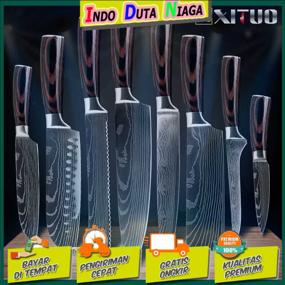 Jual XITUO Set Peralatan Masak Pisau Dapur Chef Damascus Pattern