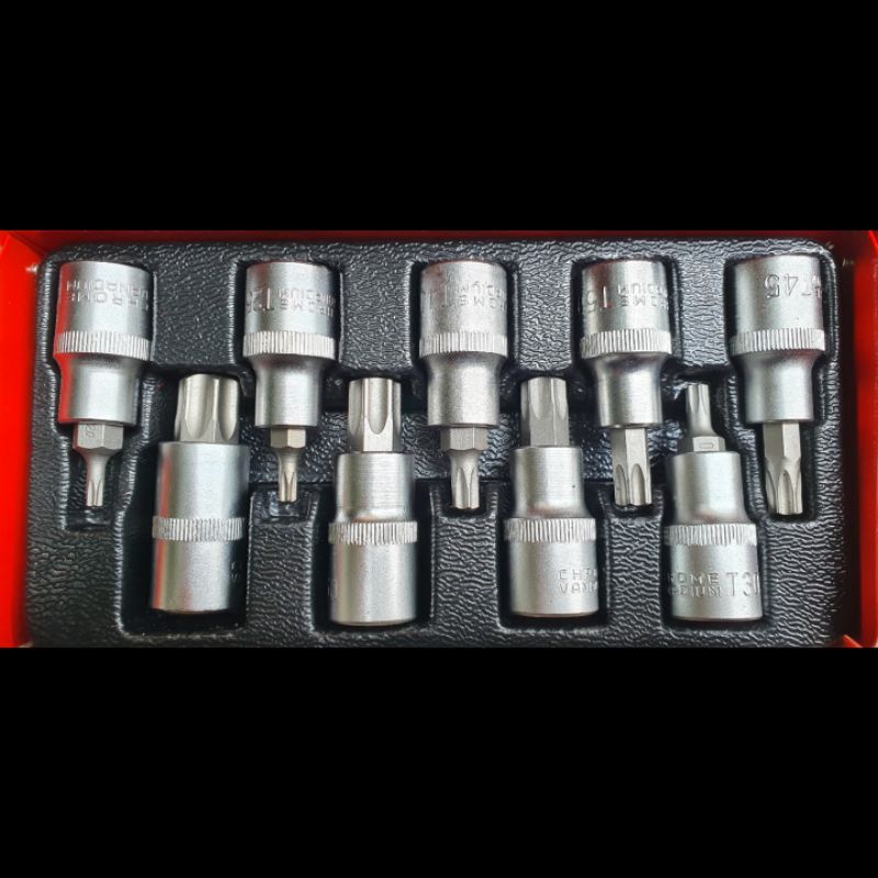 Jual TORX SOCKET BIT 9PCS SET 1 2 DR T20 T70 SHOCK SOK KUNCI SOCK